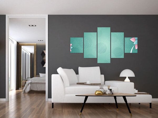 Obraz - Koła z kwiatami (125x70 cm)