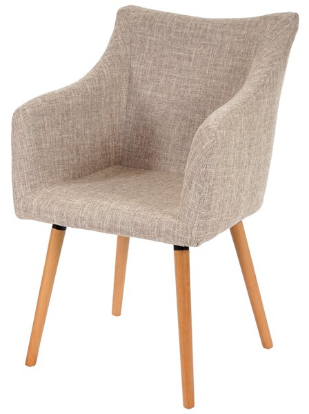 Krzesło do jadalni Malmö T382, krzesło kuchenne, design retro 50s ~ tekstylny, kremowy/szary