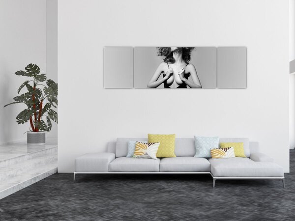 Obraz kobiety w czarnej sukience (170x50 cm)