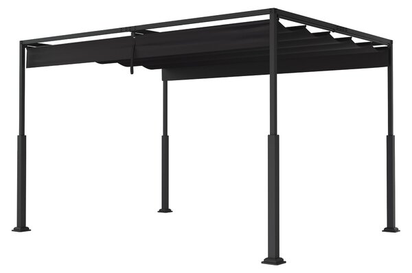 Pergola metalowa QEENTOE, 3x4 metry, czarna, stabilna, wodoodporna, idealna jako zadaszenie tarasu, pawilon do ogrodu, tarasu i patio