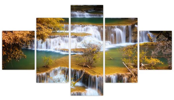 Obraz - Wodospady Huay Mae Khamin, Tajlandia (125x70 cm)