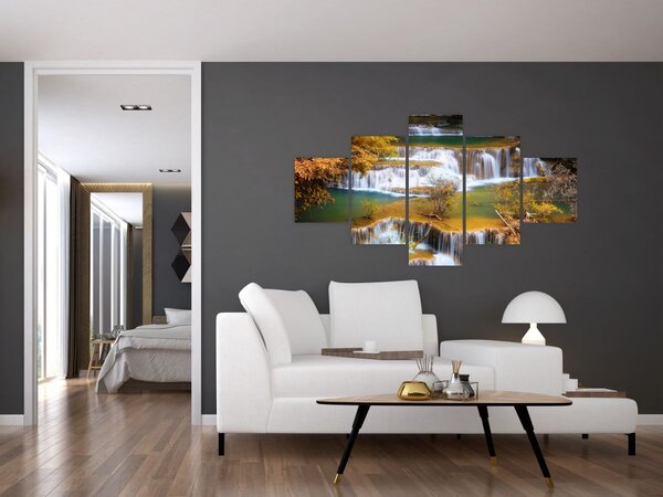 Obraz - Wodospady Huay Mae Khamin, Tajlandia (125x70 cm)