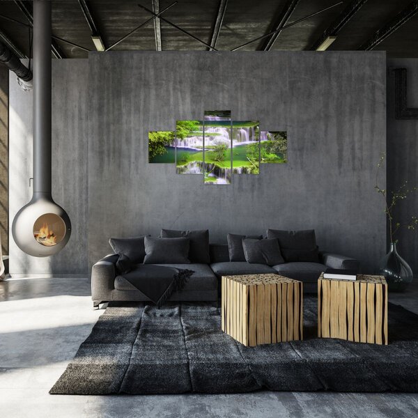 Obraz - Wodospady Huay Mae Khamin, Kanchanaburi, Tajlandia (125x70 cm)