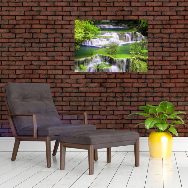 Obraz - Wodospady Huay Mae Khamin, Kanchanaburi, Tajlandia (70x50 cm)