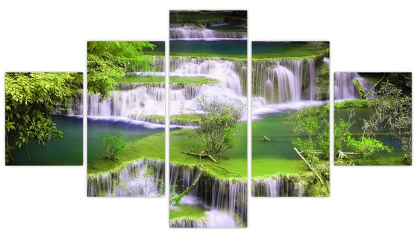 Obraz - Wodospady Huay Mae Khamin, Kanchanaburi, Tajlandia (125x70 cm)