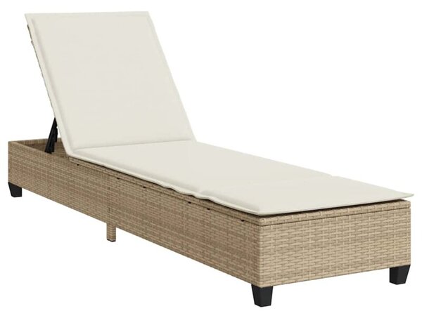 Leżak z poduszkami beżowy 55x200x25,5cm polirattan