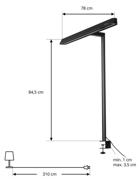 Lampka z klipsem Shax Arcchio, możliwość ściemniania, czarny, biuro, metal, nowoczesny