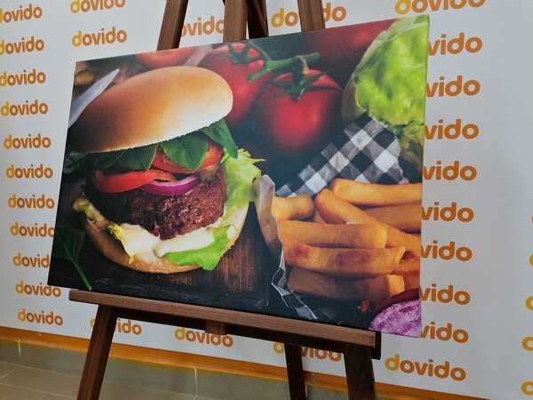 Obraz hamburger z frytkami