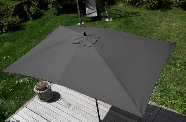 Parasol Florida, parasol ogrodowy, 2x3m poliester/drewno 6kg ~ antracyt