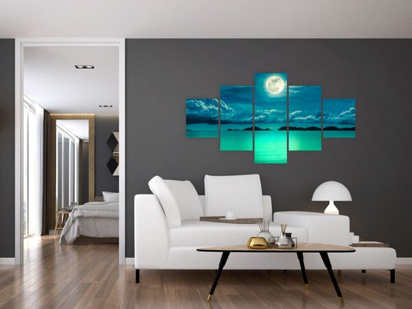 Obraz - Księżyc w pełni nad powierzchnią (125x70 cm)