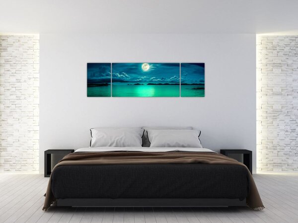 Obraz - Księżyc w pełni nad powierzchnią (170x50 cm)