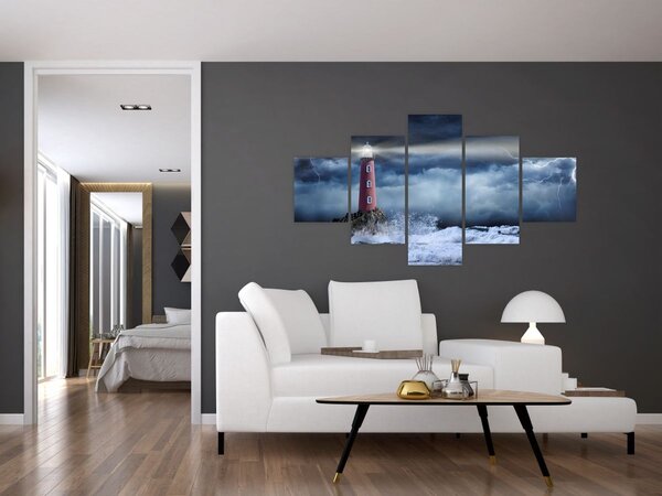 Obraz - Latarnia morska na klifie (125x70 cm)