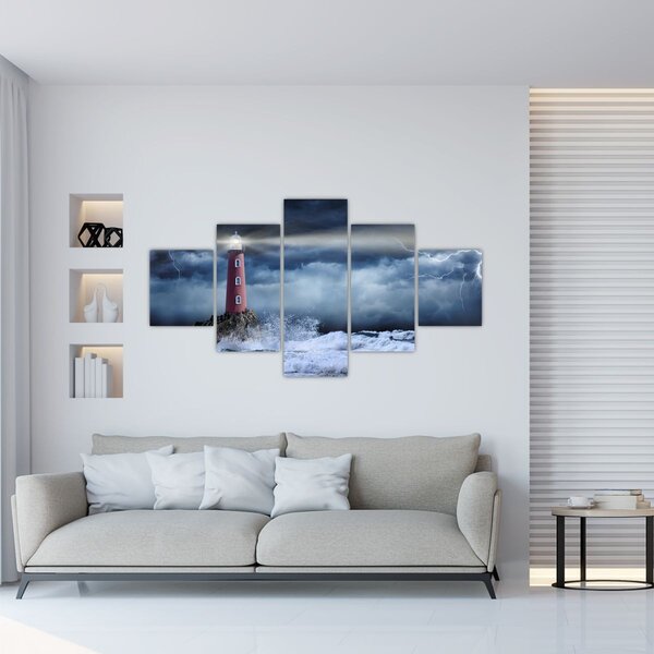 Obraz - Latarnia morska na klifie (125x70 cm)