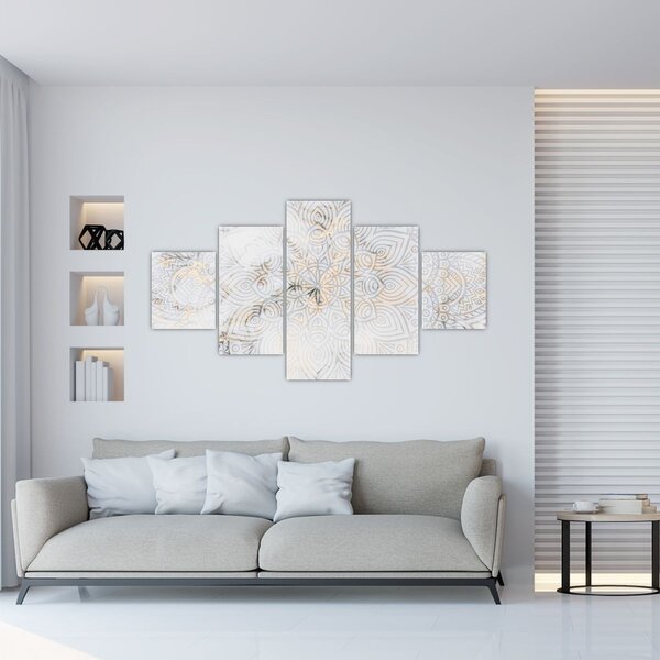 Obraz białej mandali (125x70 cm)