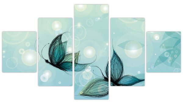Obraz - Niebieskie motyle (125x70 cm)