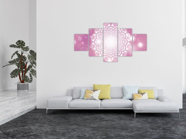 Obraz mandali na różowym tle (125x70 cm)