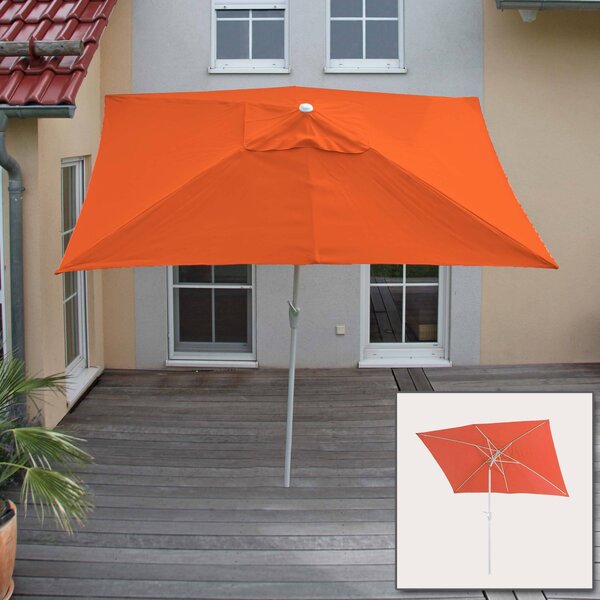 Parasol N23, parasol ogrodowy, prostokątny odchylany 2x3m, poliester/aluminium 4.5kg ochrona UV 50+ ~ terakota