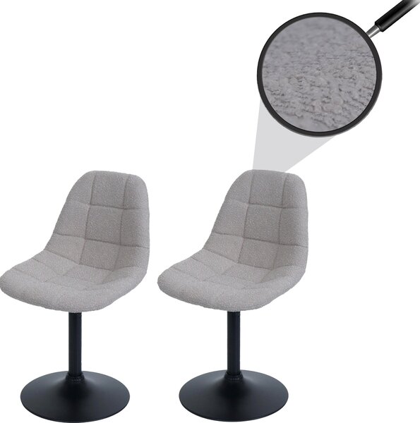Zestaw 2 krzeseł do jadalni HWC-A60, krzesło kuchenne obrotowe, stal tkanina/tkanina bouclé (450g/m²) ~ taupe