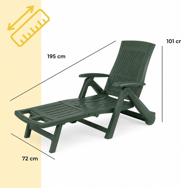 Leżak ogrodowy ZIRCONE, 72×195×101 cm, ciemnozielony I.P.A.E-Progarden