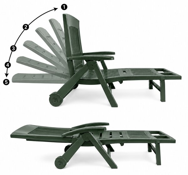 Leżak ogrodowy ZIRCONE, 72×195×101 cm, ciemnozielony I.P.A.E-Progarden