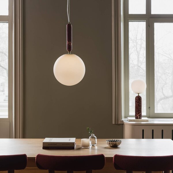 Globen Lighting Lampa wisząca Torrano, możliwość ściemniania, czerwony, salon / jadalnia, kamień, skandynawski