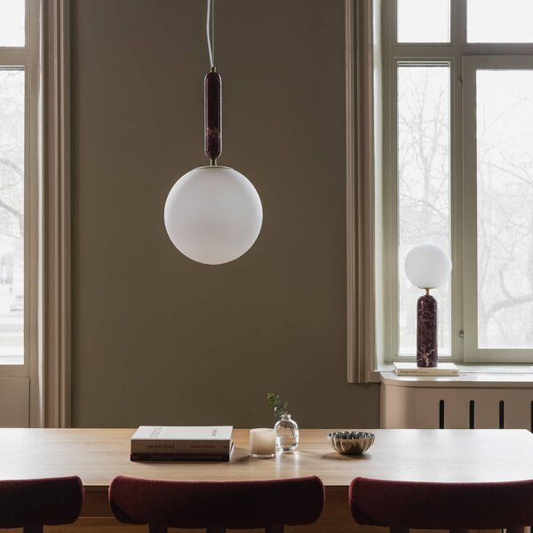 Globen Lighting Lampa wisząca Torrano, możliwość ściemniania, czerwony, salon / jadalnia, kamień, skandynawski