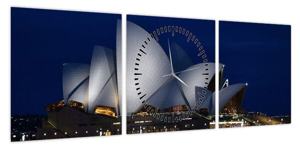 Obraz Sydney w nocy (z zegarem) (90x30 cm)