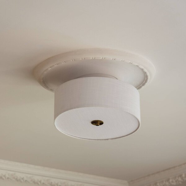 Globen Lighting Lampa sufitowa Noah, średnica 35 cm, biała możliwość ściemniania, biały / opal, salon / jadalnia, tkanina / materiał / jedwab, skandynawski