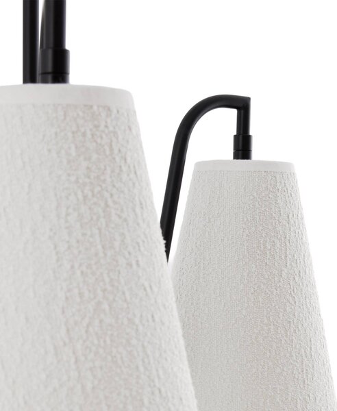 Globen Lighting Lampa wisząca Lou Bouclé 5, możliwość ściemniania, biały / opal, salon / jadalnia, tkanina / materiał / jedwab, design