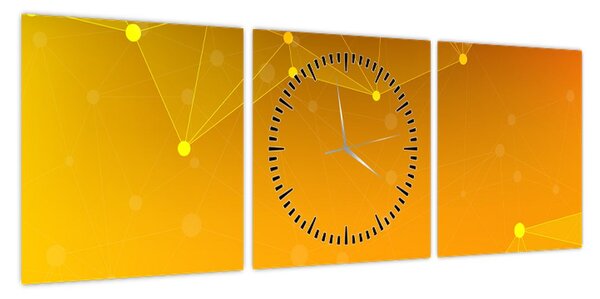 Abstrakcyjny żółty obraz (z zegarem) (90x30 cm)