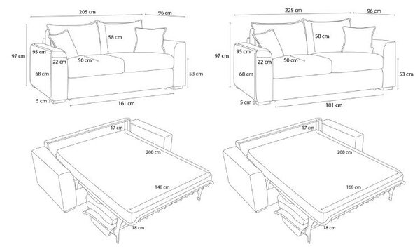 Kremowa sztruksowa rozkładana sofa 225 cm Augustin – Bobochic Paris