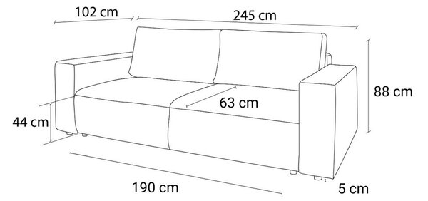 Szara sofa 245 cm Nihad – Bobochic Paris