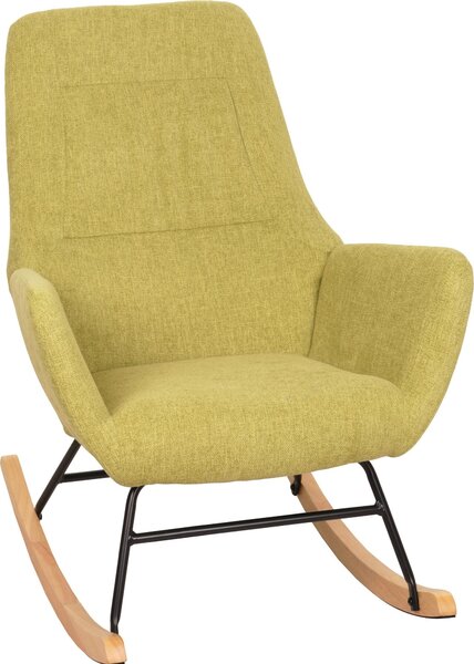 Fotel bujany HWC-N13, fotel bujany fotel rozkładany fotel telewizyjny, lite drewno metal tkanina/tekstylia 320g/m² ~ zielony