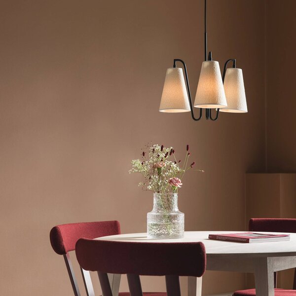 Globen Lighting Lampa wisząca Lou Bouclé 3, możliwość ściemniania, biały / opal, salon / jadalnia, tkanina / materiał / jedwab, design