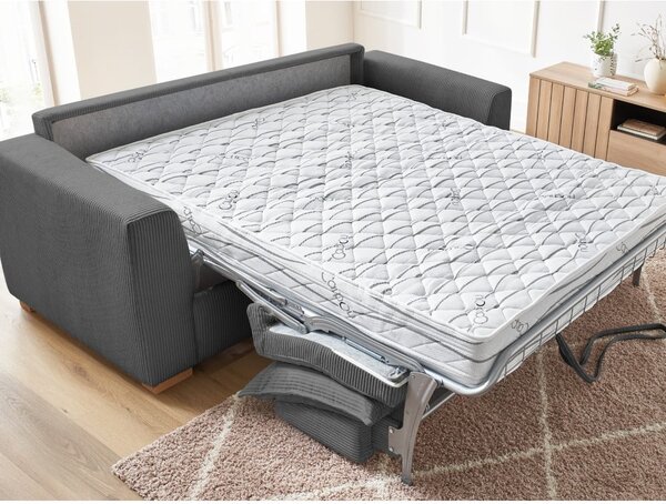 Szara sztruksowa rozkładana sofa 225 cm Augustin – Bobochic Paris