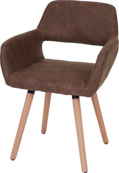 Krzesło do jadalni HWC-A50 II, krzesło kuchenne, design retro 50s ~ tkanina, vintage brąz, jasne nogi