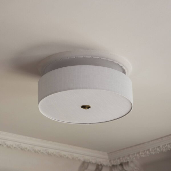 Globen Lighting – lampa sufitowa Noah, średnica 50 cm, biała możliwość ściemniania, biały / opal, salon / jadalnia, tkanina / materiał / jedwab, skandynawski