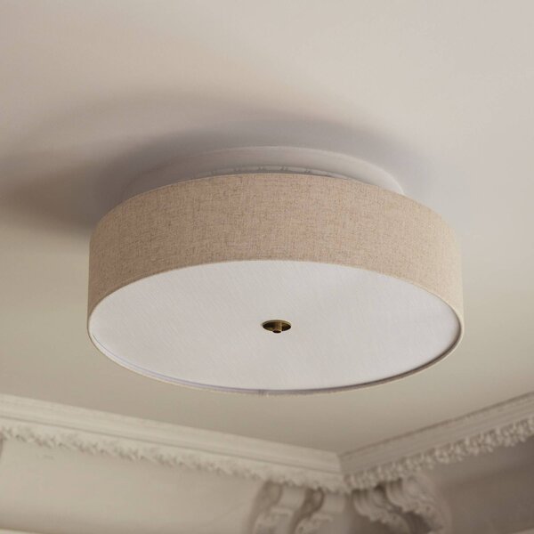 Globen Lighting – lampa sufitowa Noah, średnica 65 cm, beżowy możliwość ściemniania, kremowy / amber, salon / jadalnia, tkanina / materiał / jedwab, skandynawski