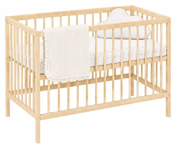 Sosnowe drewniane łóżeczko niemowlęce z materacem 60x120 A7-E23