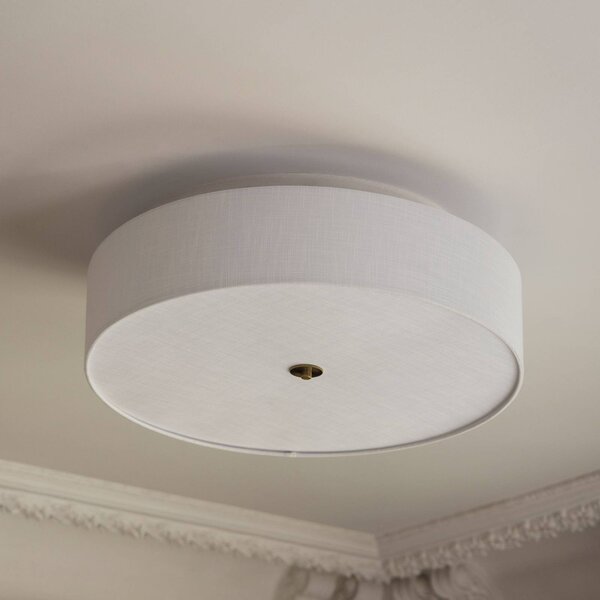 Globen Lighting – lampa sufitowa Noah, średnica 65 cm, biała możliwość ściemniania, biały / opal, salon / jadalnia, tkanina / materiał / jedwab, skandynawski