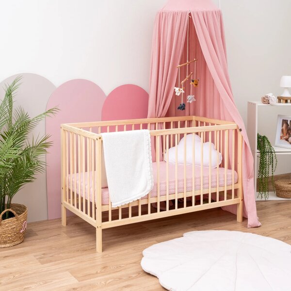Sosnowe drewniane łóżeczko niemowlęce z materacem 60x120 A7-E23