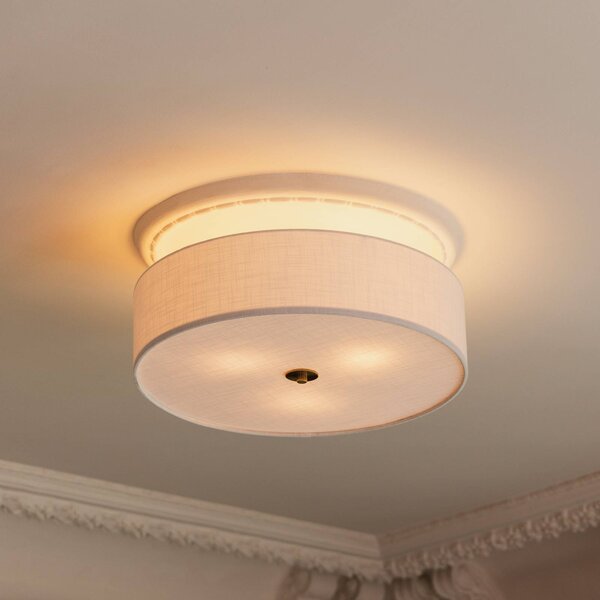 Globen Lighting – lampa sufitowa Noah, średnica 50 cm, biała możliwość ściemniania, biały / opal, salon / jadalnia, tkanina / materiał / jedwab, skandynawski