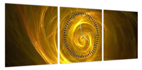 Obraz abstrakcyjnej żółtej spirali (z zegarem) (90x30 cm)