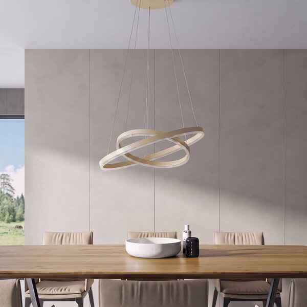 Lampa wisząca Albiona Arcchio, możliwość ściemniania, kremowy / amber, kuchnia, metal, nowoczesny