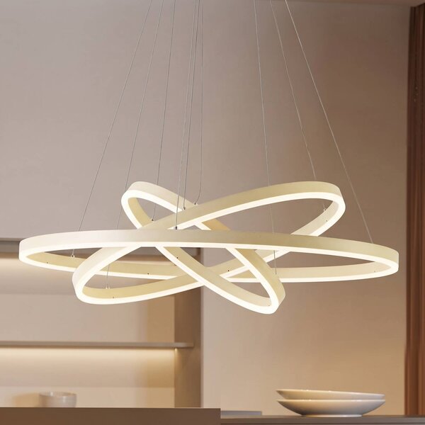 Lampa wisząca Albiona Arcchio, możliwość ściemniania, kremowy / amber, metal, nowoczesny