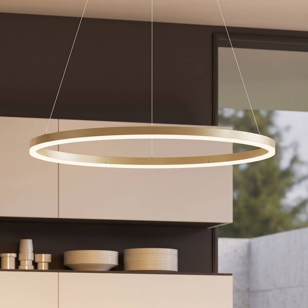 Lampa wisząca Albiona Arcchio, możliwość ściemniania, kremowy / amber, kuchnia, metal, nowoczesny