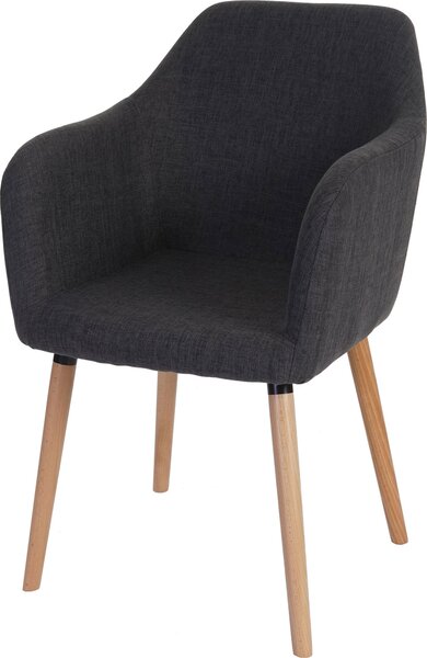 Krzesło do jadalni Malmö T381, krzesło kuchenne, design retro 50s ~ tkanina, szary, jasne nogi