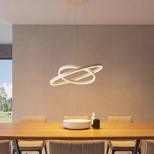 Lampa wisząca Albiona Arcchio, możliwość ściemniania, kremowy / amber, kuchnia, metal, nowoczesny
