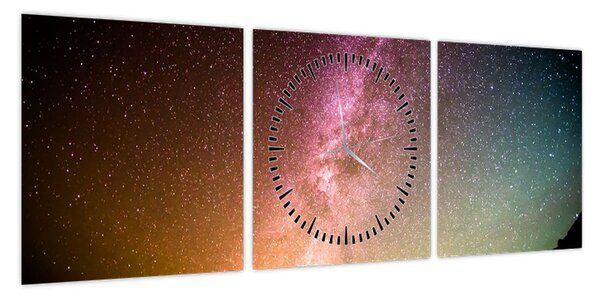Obraz - niebo pełne gwiazd (z zegarem) (90x30 cm)