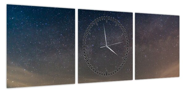 Obraz nocnego nieba (z zegarem) (90x30 cm)